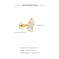 1 Piece Simple Style Flower Plating Sterling Silver Zircon Ear Studs main image 7
