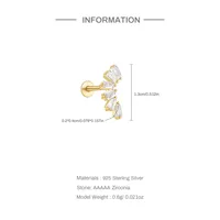 1 Piece Simple Style Flower Plating Sterling Silver Zircon Ear Studs main image 8