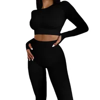 Basic Sports Solid Color Spandex Round Neck Tracksuit T-shirt Leggings main image 3