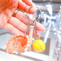 Fashion Baseball Pu Leather Unisex Bag Pendant Keychain sku image 3