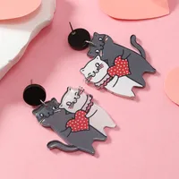 1 Pair Cute Dog Heart Shape Cat Arylic Silver Plated main image 9