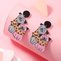 1 Pair Cute Dog Heart Shape Cat Arylic Silver Plated main image 5