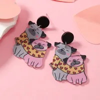 1 Pair Cute Dog Heart Shape Cat Arylic Silver Plated main image 4