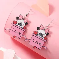 1 Pair Cute Dog Heart Shape Cat Arylic Silver Plated main image 2