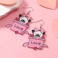 1 Pair Cute Dog Heart Shape Cat Arylic Silver Plated main image 3