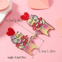1 Pair Cute Dog Heart Shape Cat Arylic Silver Plated sku image 3