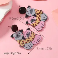 1 Pair Cute Dog Heart Shape Cat Arylic Silver Plated sku image 2