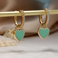 European And American Sterling Silver Needle Simple Multi-color Heart Geometric Ear Ring Celi French Ear Clip Silver Earrings Female Fashion Best-seller sku image 5
