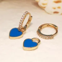 European And American Sterling Silver Needle Simple Multi-color Heart Geometric Ear Ring Celi French Ear Clip Silver Earrings Female Fashion Best-seller sku image 4