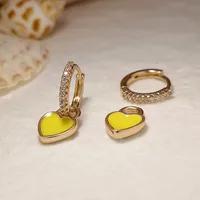 European And American Sterling Silver Needle Simple Multi-color Heart Geometric Ear Ring Celi French Ear Clip Silver Earrings Female Fashion Best-seller sku image 6