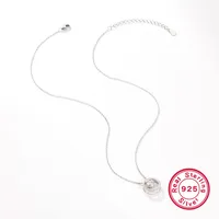 925 Sterling Silver Long-Lasting Plated Zircon Plating Inlay Round Pendant Necklace sku image 1
