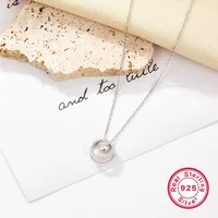 925 Sterling Silver Long-Lasting Plated Zircon Plating Inlay Round Pendant Necklace main image 5