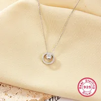 925 Sterling Silver Long-Lasting Plated Zircon Plating Inlay Round Pendant Necklace main image 3