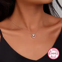 925 Sterling Silver Long-Lasting Plated Zircon Plating Inlay Round Pendant Necklace main image 1