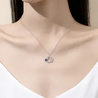 925 Sterling Silver Zircon Cable Chain Plating Inlay Star Pendant Necklace main image 5
