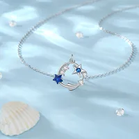 925 Sterling Silver Zircon Cable Chain Plating Inlay Star Pendant Necklace main image 4