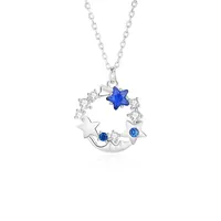 925 Sterling Silver Zircon Cable Chain Plating Inlay Star Sea Wave Pendant Necklace main image 2