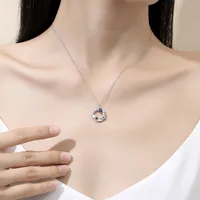 925 Sterling Silver Zircon Cable Chain Plating Inlay Star Sea Wave Pendant Necklace main image 5