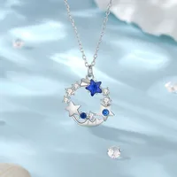 925 Sterling Silver Zircon Cable Chain Plating Inlay Star Sea Wave Pendant Necklace main image 1