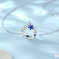 925 Sterling Silver Zircon Cable Chain Plating Inlay Star Sea Wave Pendant Necklace main image 4