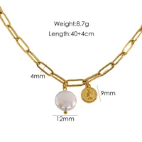 304 Stainless Steel 14K Gold Plated Retro Plating Inlay Sun Natural Stone Shell Pendant Necklace sku image 2