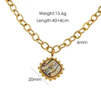 304 Stainless Steel 14K Gold Plated Retro Plating Inlay Sun Natural Stone Shell Pendant Necklace sku image 3