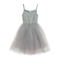 Princess Cute Solid Color Cotton Girls Dresses main image 4