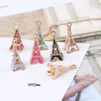 10 Pcs/package Simple Style Tower Metal Enamel Jewelry Accessories main image 5