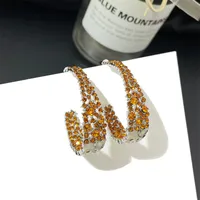 Korean New Loop Earrings Full Diamond Fashion Super Flash Silver Needle Earrings Wholesale Nihaowholesale sku image 1