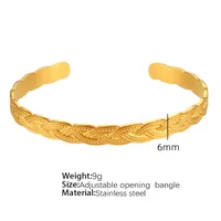 Vintage Style Exaggerated Round Feather 304 Stainless Steel 18K Gold Plated Bangle In Bulk main image 10