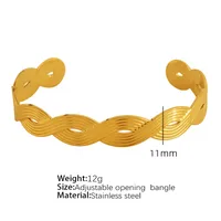 Vintage Style Exaggerated Round Feather 304 Stainless Steel 18K Gold Plated Bangle In Bulk main image 8