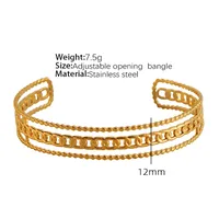 Vintage Style Exaggerated Round Feather 304 Stainless Steel 18K Gold Plated Bangle In Bulk main image 7
