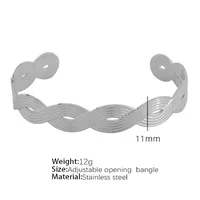 Vintage Style Exaggerated Round Feather 304 Stainless Steel 18K Gold Plated Bangle In Bulk sku image 6