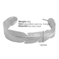 Vintage Style Exaggerated Round Feather 304 Stainless Steel 18K Gold Plated Bangle In Bulk sku image 1