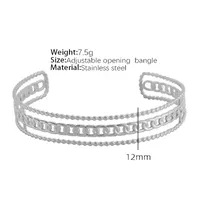 Vintage Style Exaggerated Round Feather 304 Stainless Steel 18K Gold Plated Bangle In Bulk sku image 8