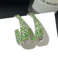 Korean New Loop Earrings Full Diamond Fashion Super Flash Silver Needle Earrings Wholesale Nihaowholesale sku image 3