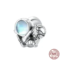 1 Piece 925 Sterling Silver Artificial Gemstones Cartoon Astronaut Charms Jewelry Accessories sku image 2
