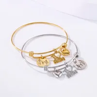 Simple Style Cartoon Character Letter Heart Shape Titanium Steel 18K Gold Plated Bangle In Bulk main image 1