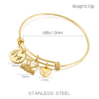 Simple Style Cartoon Character Letter Heart Shape Titanium Steel 18K Gold Plated Bangle In Bulk main image 7