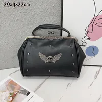 Women's Medium Pu Leather Butterfly Vintage Style Square Lock Clasp Handbag main image 5