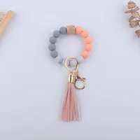 Simple Style Sports Color Block Alloy Silica Gel Beaded Women's Keychain sku image 11