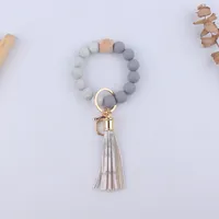 Simple Style Sports Color Block Alloy Silica Gel Beaded Women's Keychain sku image 9