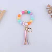 Simple Style Sports Color Block Alloy Silica Gel Beaded Women's Keychain sku image 3