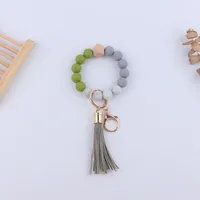 Simple Style Sports Color Block Alloy Silica Gel Beaded Women's Keychain sku image 13