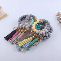Simple Style Sports Color Block Alloy Silica Gel Beaded Women's Keychain main image 3