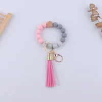 Simple Style Sports Color Block Alloy Silica Gel Beaded Women's Keychain sku image 10