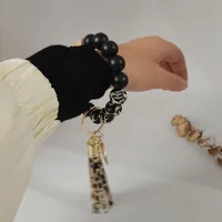 Simple Style Sports Color Block Alloy Silica Gel Beaded Women's Keychain main image 4