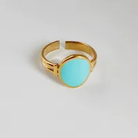 Wholesale Jewelry Streetwear Oval Heart Shape 304 Stainless Steel Titanium Steel 18K Gold Plated Enamel Plating Open Rings main image 7