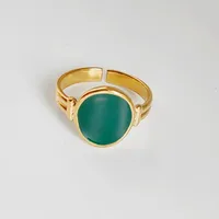 Wholesale Jewelry Streetwear Oval Heart Shape 304 Stainless Steel Titanium Steel 18K Gold Plated Enamel Plating Open Rings main image 5