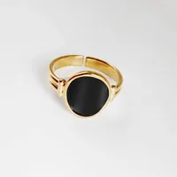Wholesale Jewelry Streetwear Oval Heart Shape 304 Stainless Steel Titanium Steel 18K Gold Plated Enamel Plating Open Rings main image 6